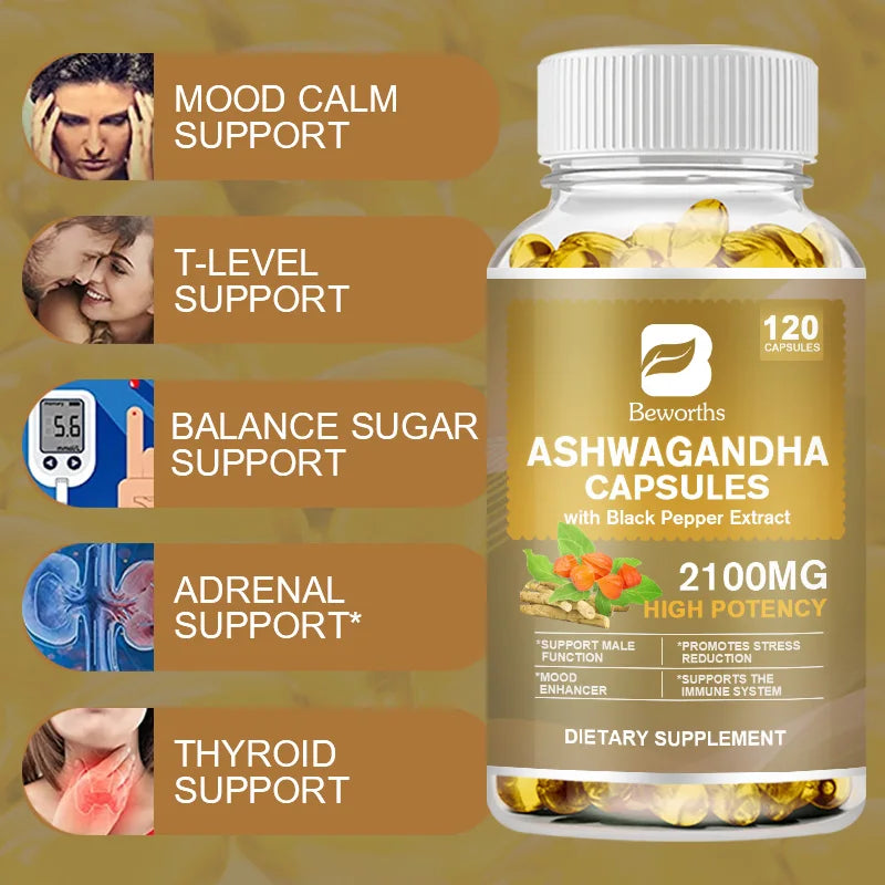 Beworths Ashwagandha Root Extract Capsules For Sleep Support And Mood Health Wellness