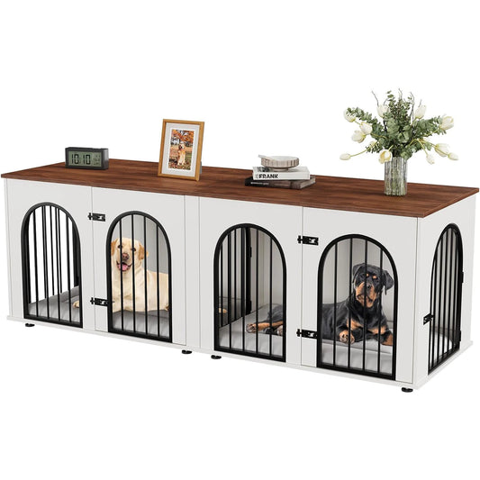 HiMISS Two Dogs Crate Furniture And TV Console Stand