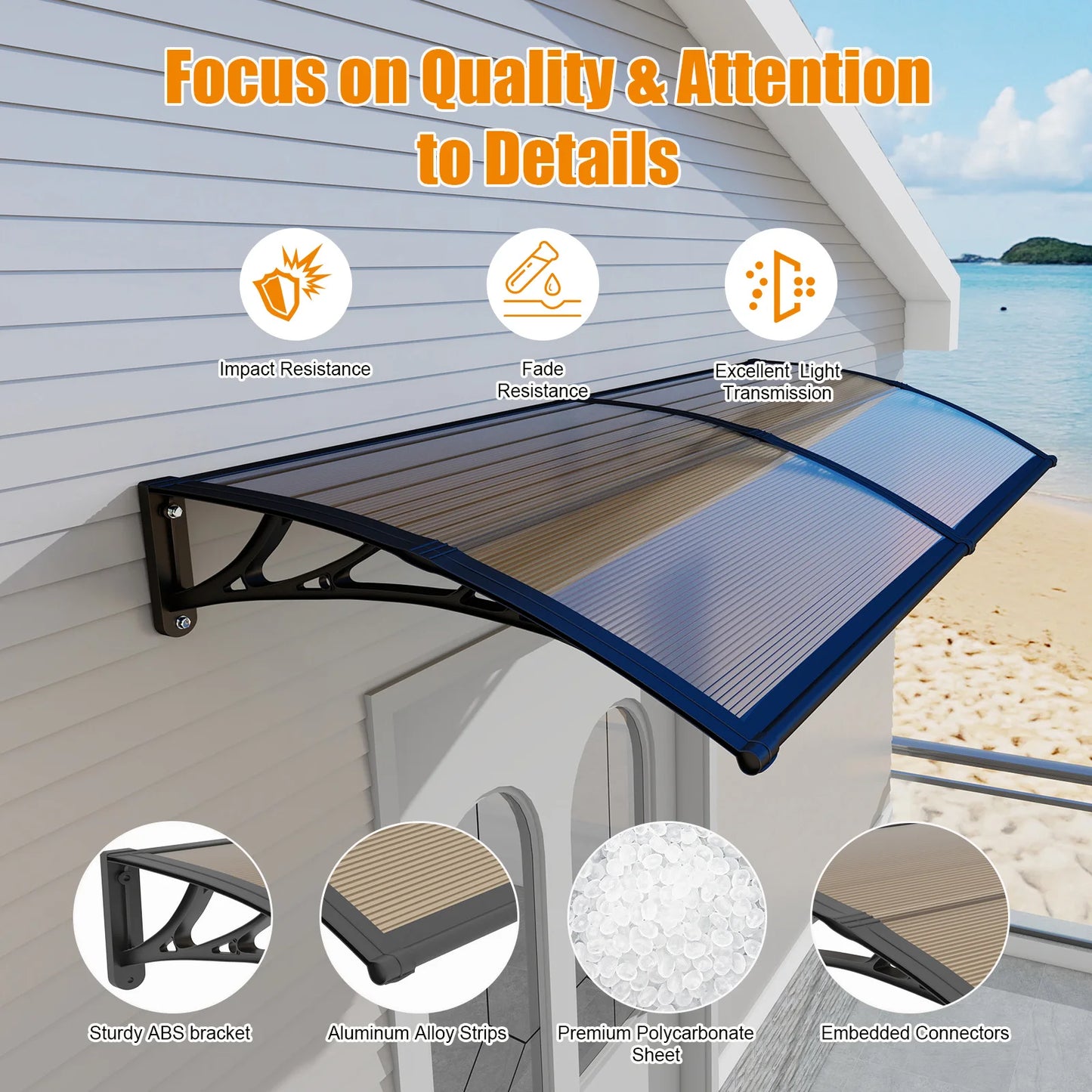 GUANSU-CN Panels Awning For Door Window Canopy PC Materials