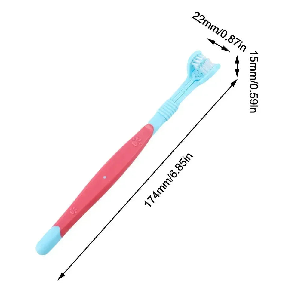 Three Sided Pet Toothbrush Three Head Dental Cleaning Tool For Dogs And Cats Oral Care