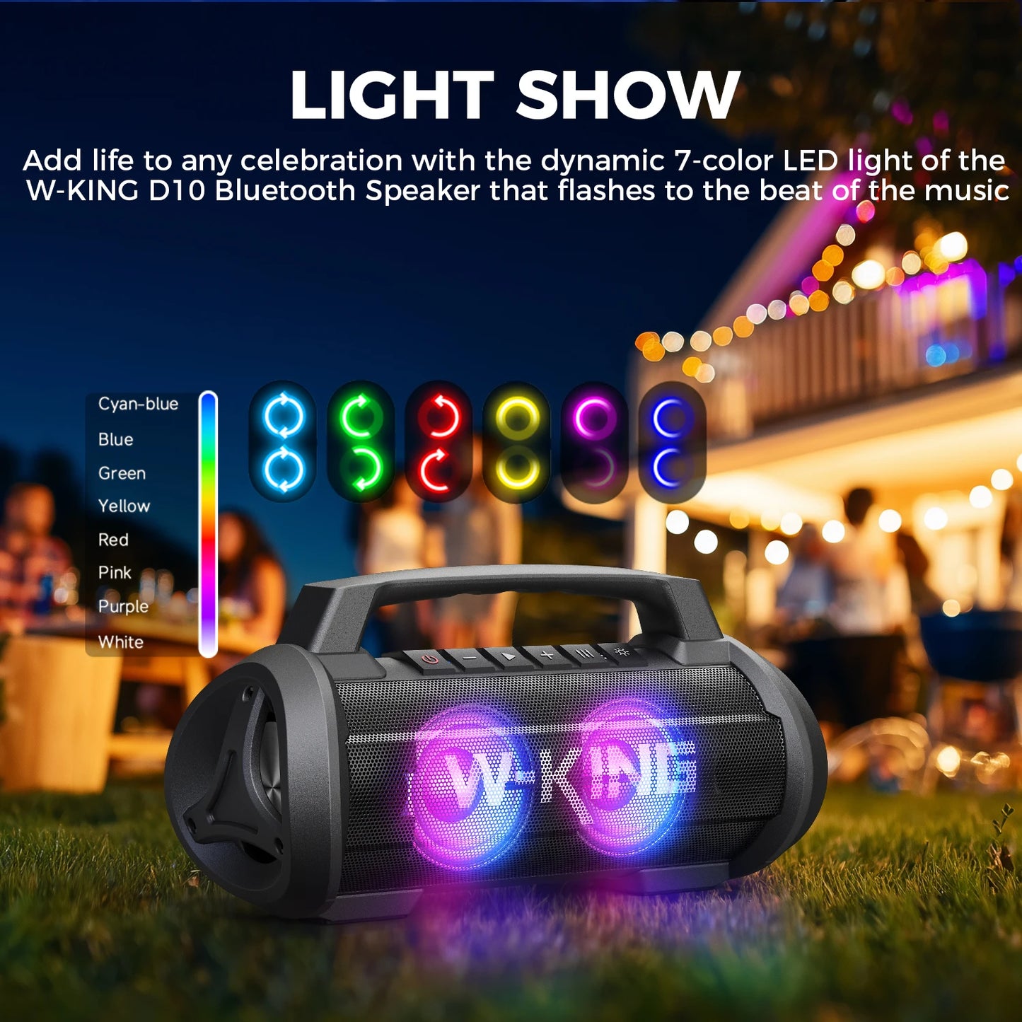 W-KING 70W Bluetooth Portable Speaker with Subwoofer