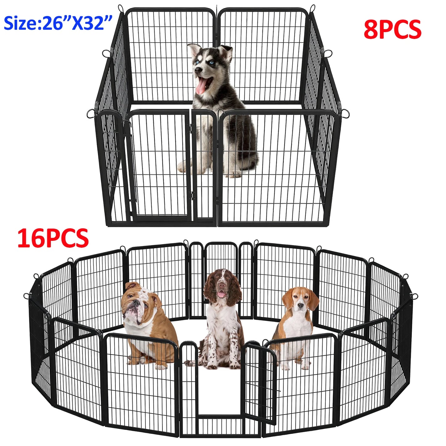 Dog Playpen With Door Foldable Metal Pet Fence For Indoor Outdoor Use Heavy Duty