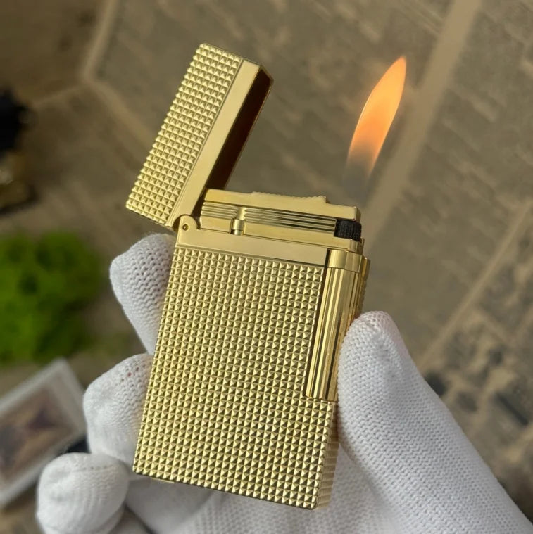 Retro Metal Gas Lighter Diamond Texture Design Custom Engraving