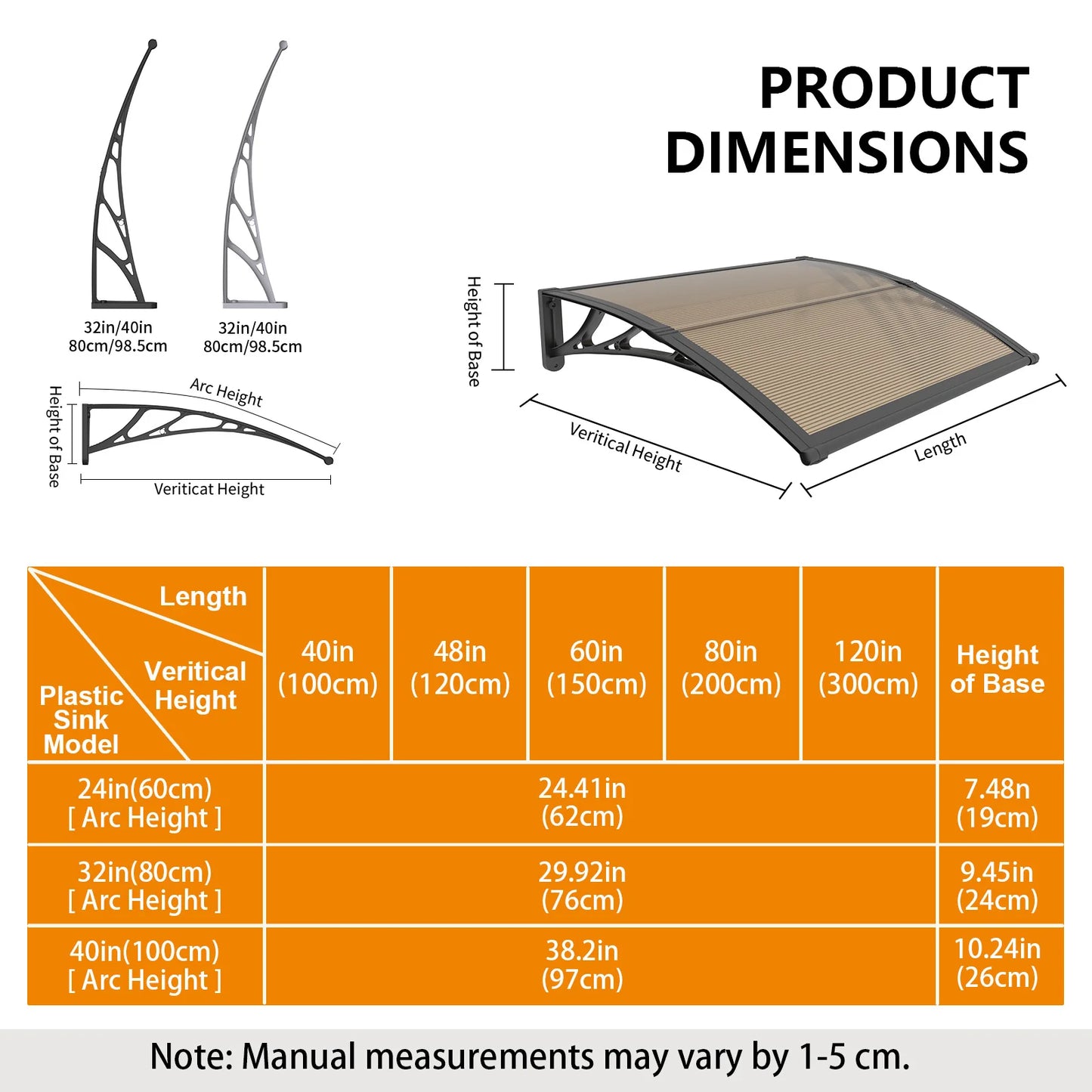 GUANSU-CN Panels Awning For Door Window Canopy PC Materials