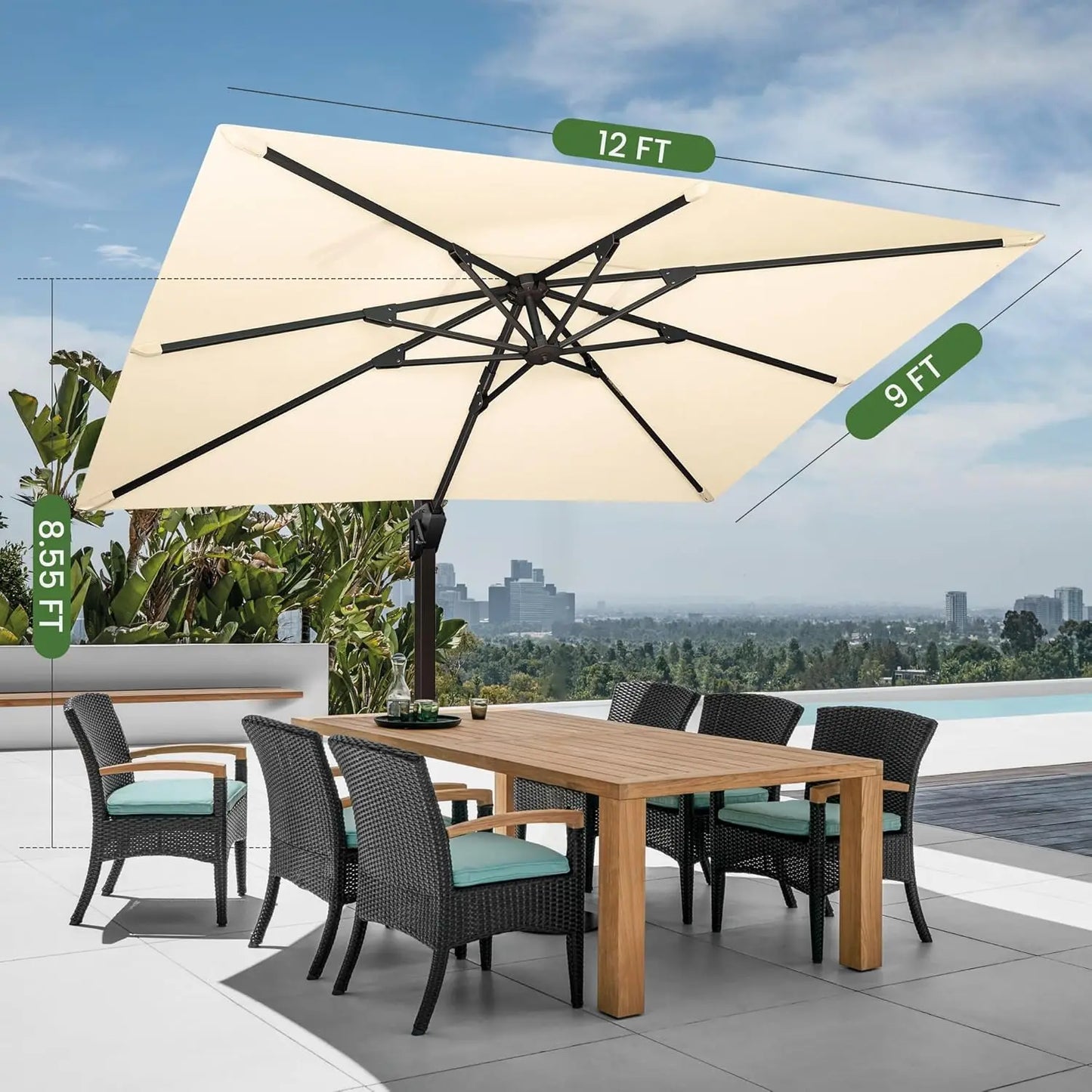 Rectangular Cantilever Patio Umbrella With Base Included