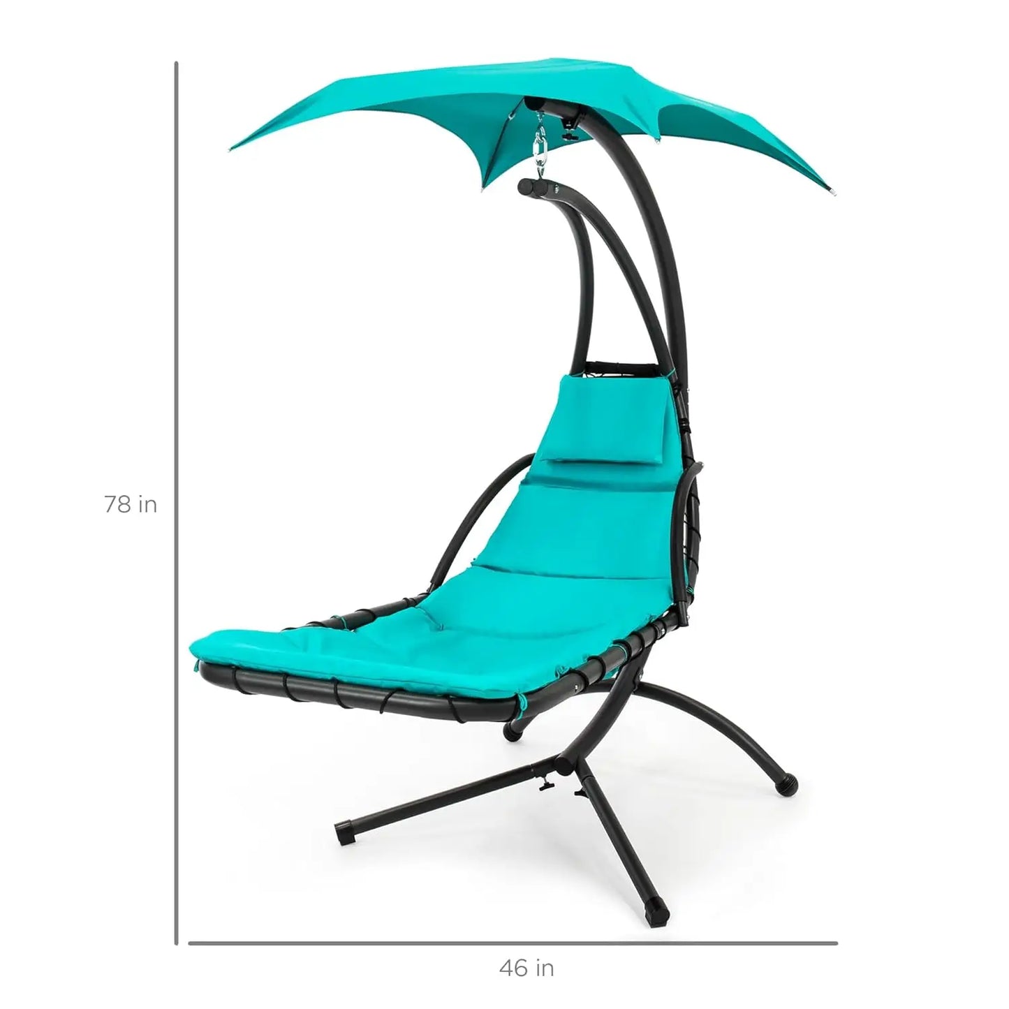Curved Steel Outdoor Hanging Chaise Lounge With Built-In Pillow