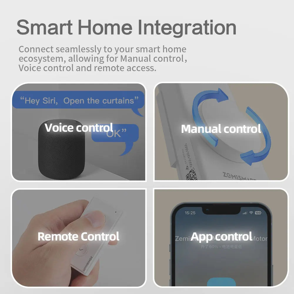 Zemismart Matter Thread Smart Roller Shade Driver HomeKit