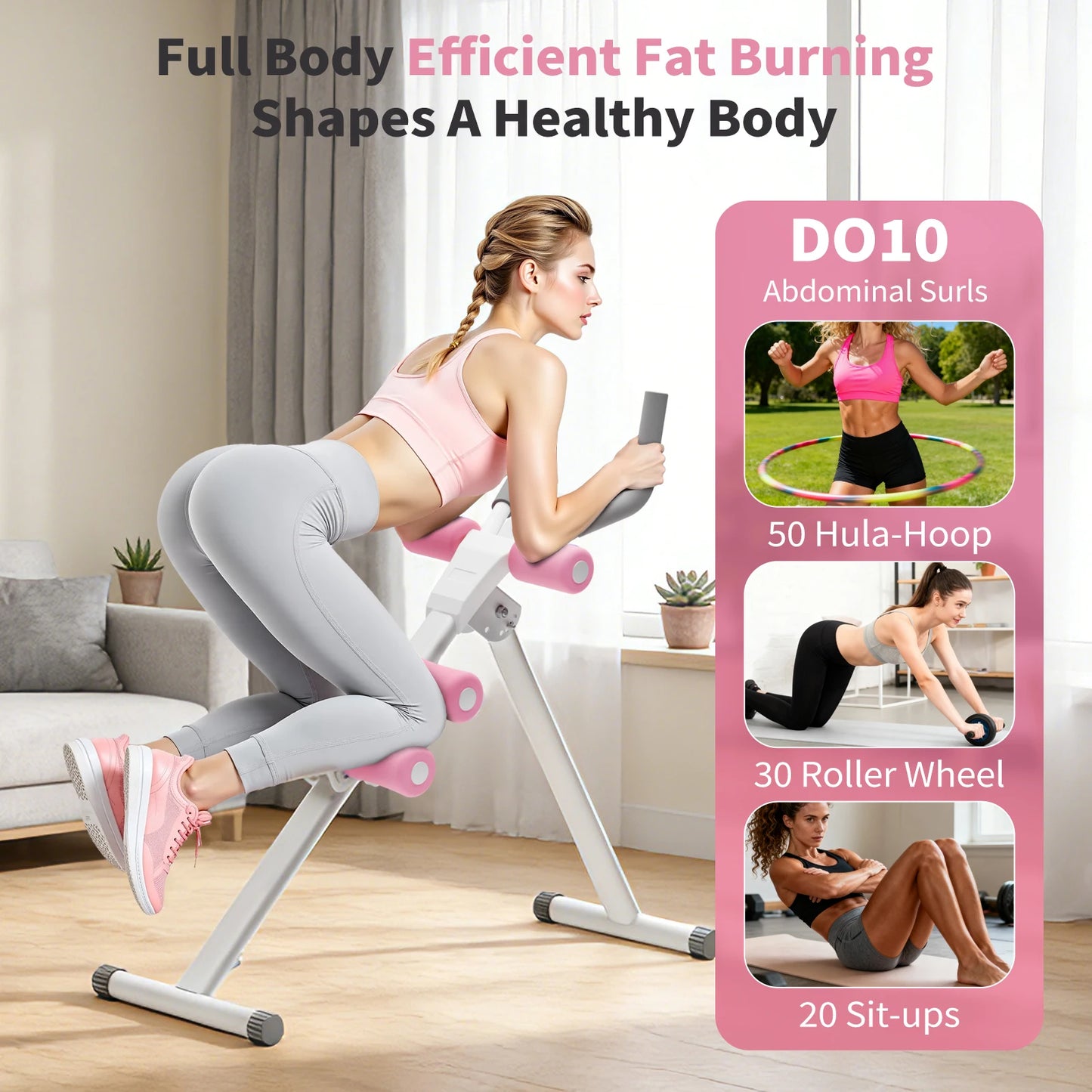 Foldable Ab Machine Trainer For Core Workout And 250 Lbs Capacity