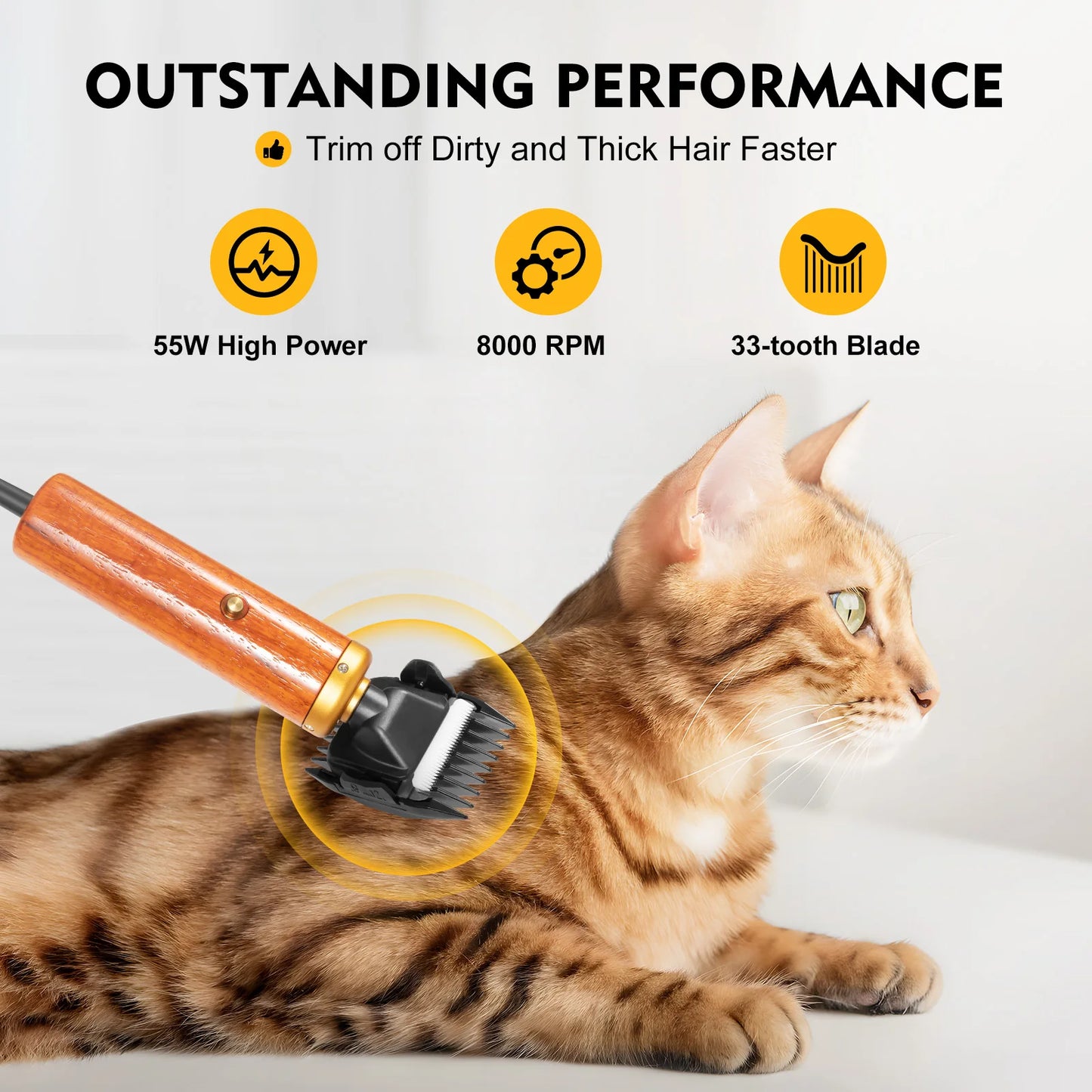 Bymaocar Electric Pet Clipper 55W Corded For Dogs Sheep Goats Low Noise US Plug