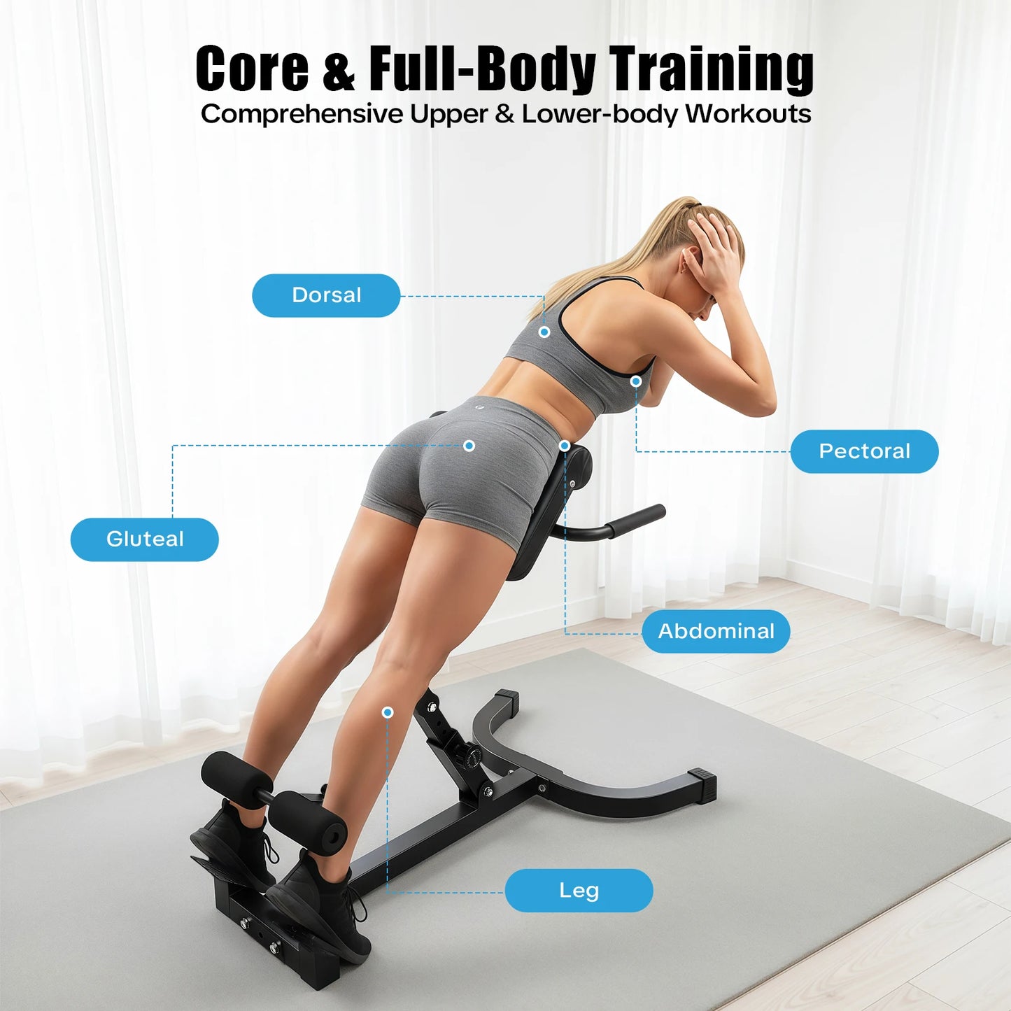 Back Extension Roman Chair Foldable Hyperextension Bench With 5 Angles