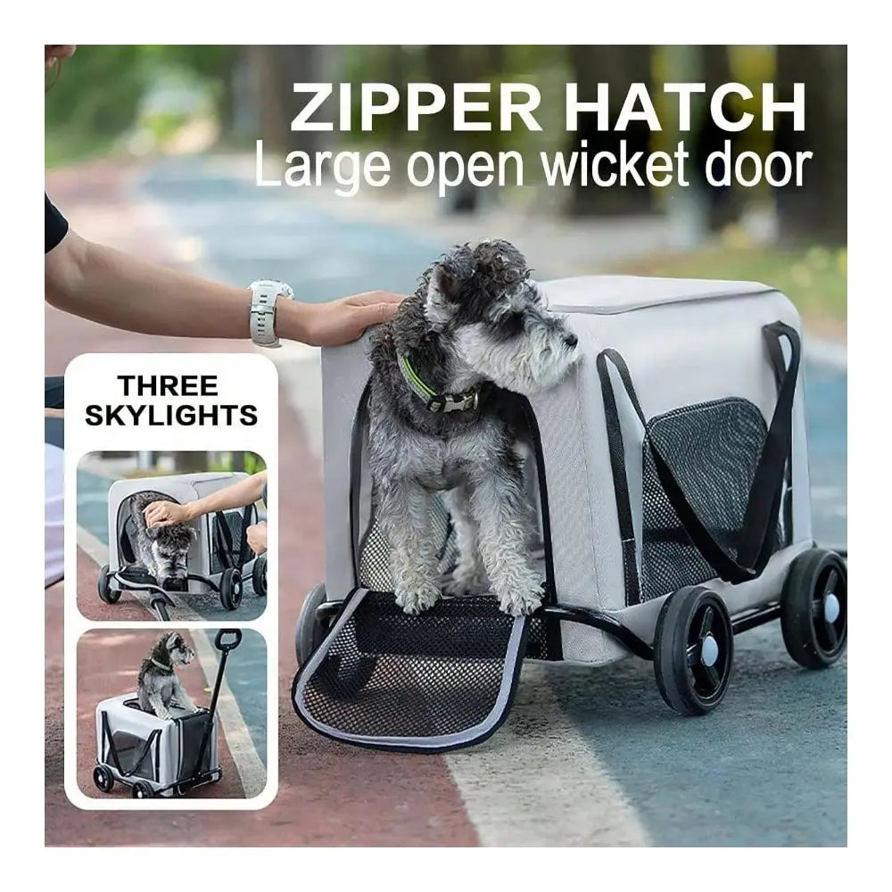 XMSJ 2-In-1 Folding Dog Stroller Cart For Pets Travel