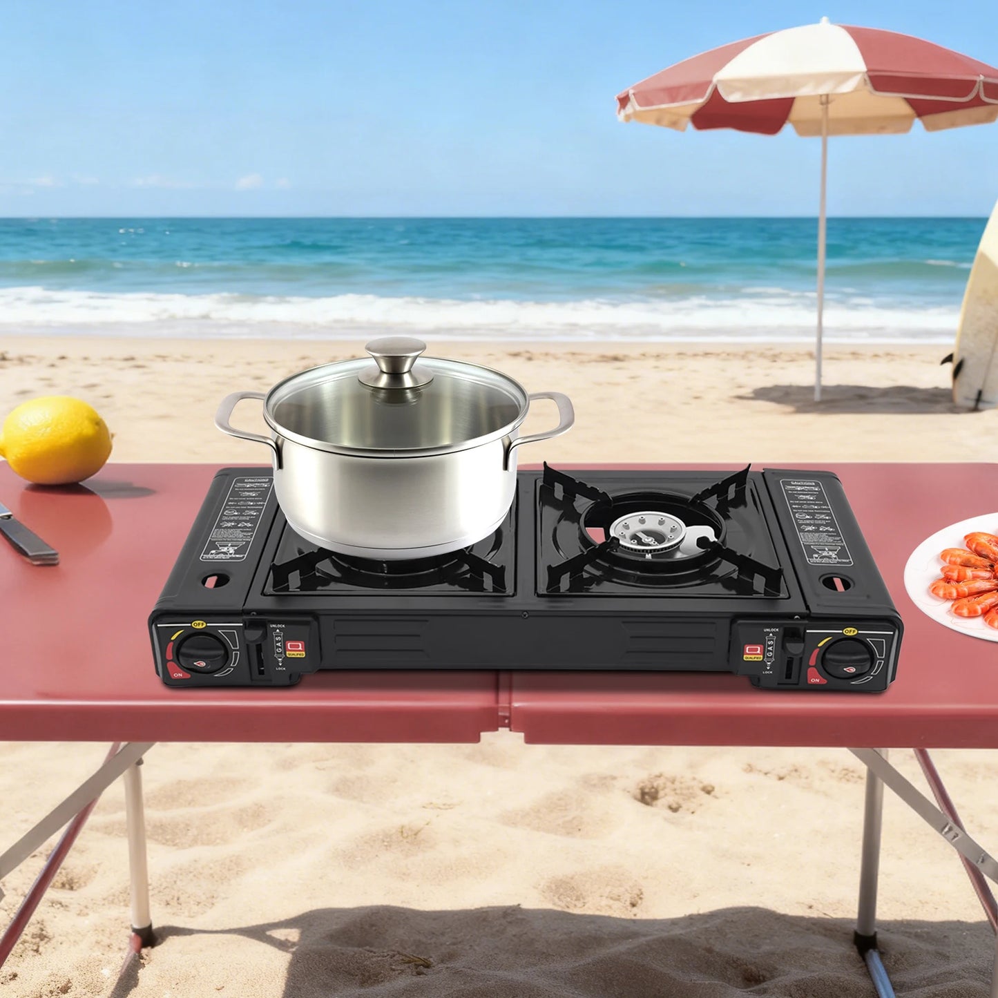 Portable 2 Burner Camping Stove With Storage Case Outdoor