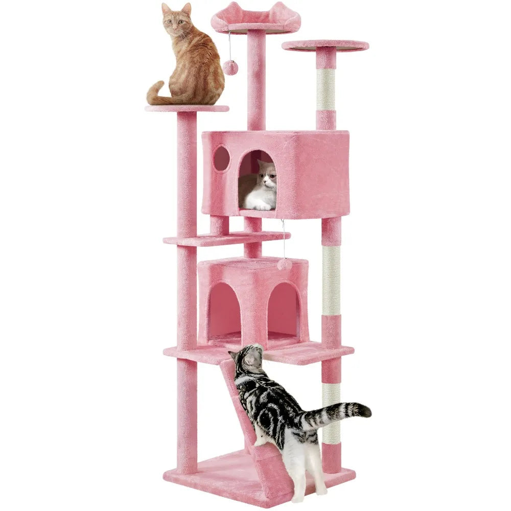 Cat Tree Multi-Level Tower With Kitten Ear Perch And Caves