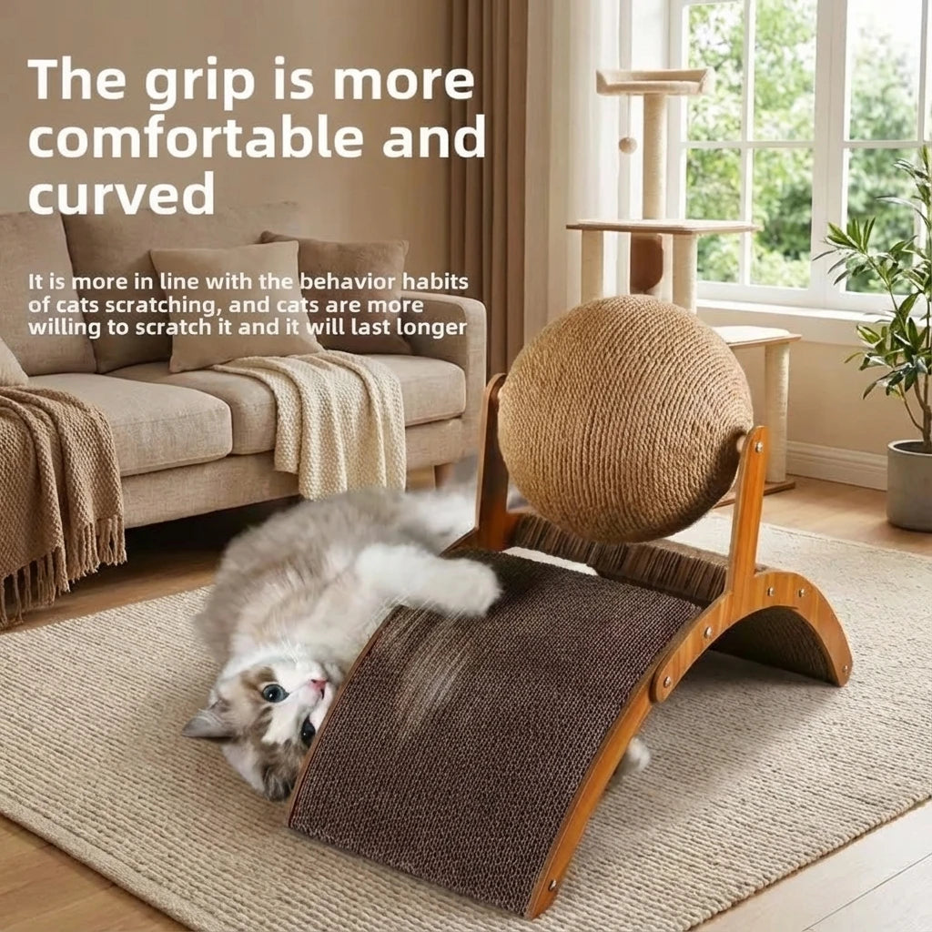 Natural Wooden 2 In 1 Cat Scratcher Ferris Wheel Toy