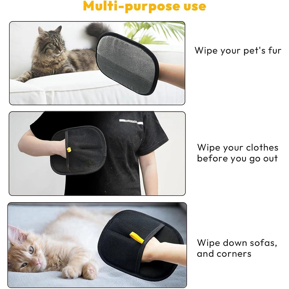 Pet Hair Remover Gloves Portable Washable Dehairing For All Hair Types Great For Clothing