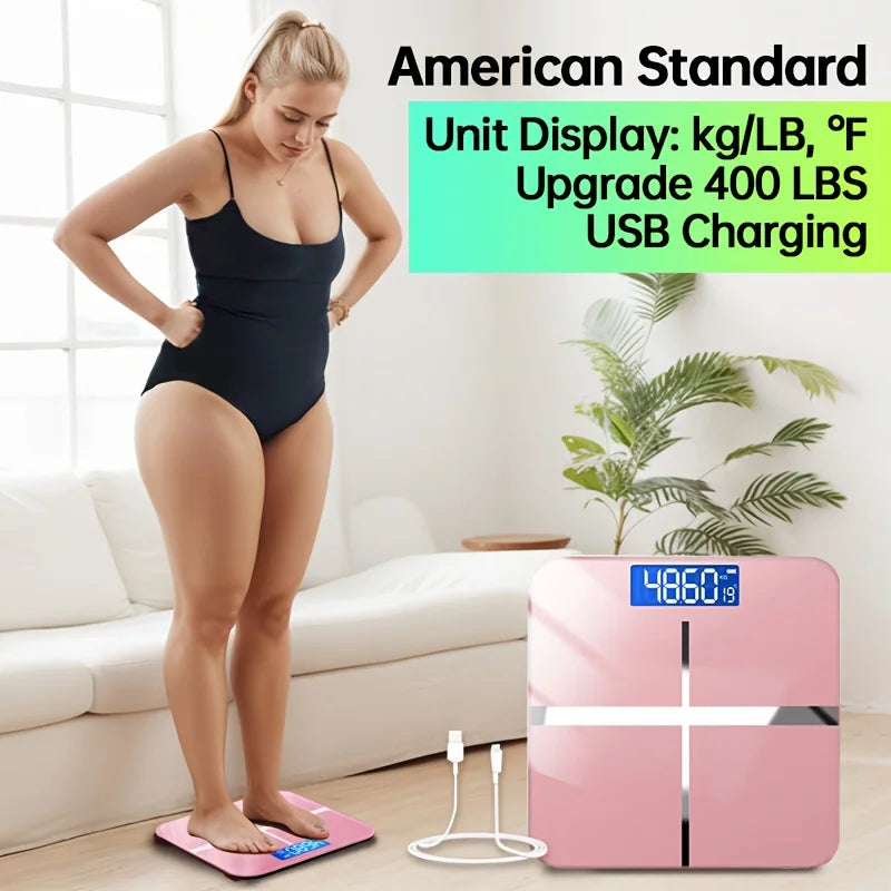 AEDG Body Weight Scale USB Rechargeable With LCD Display