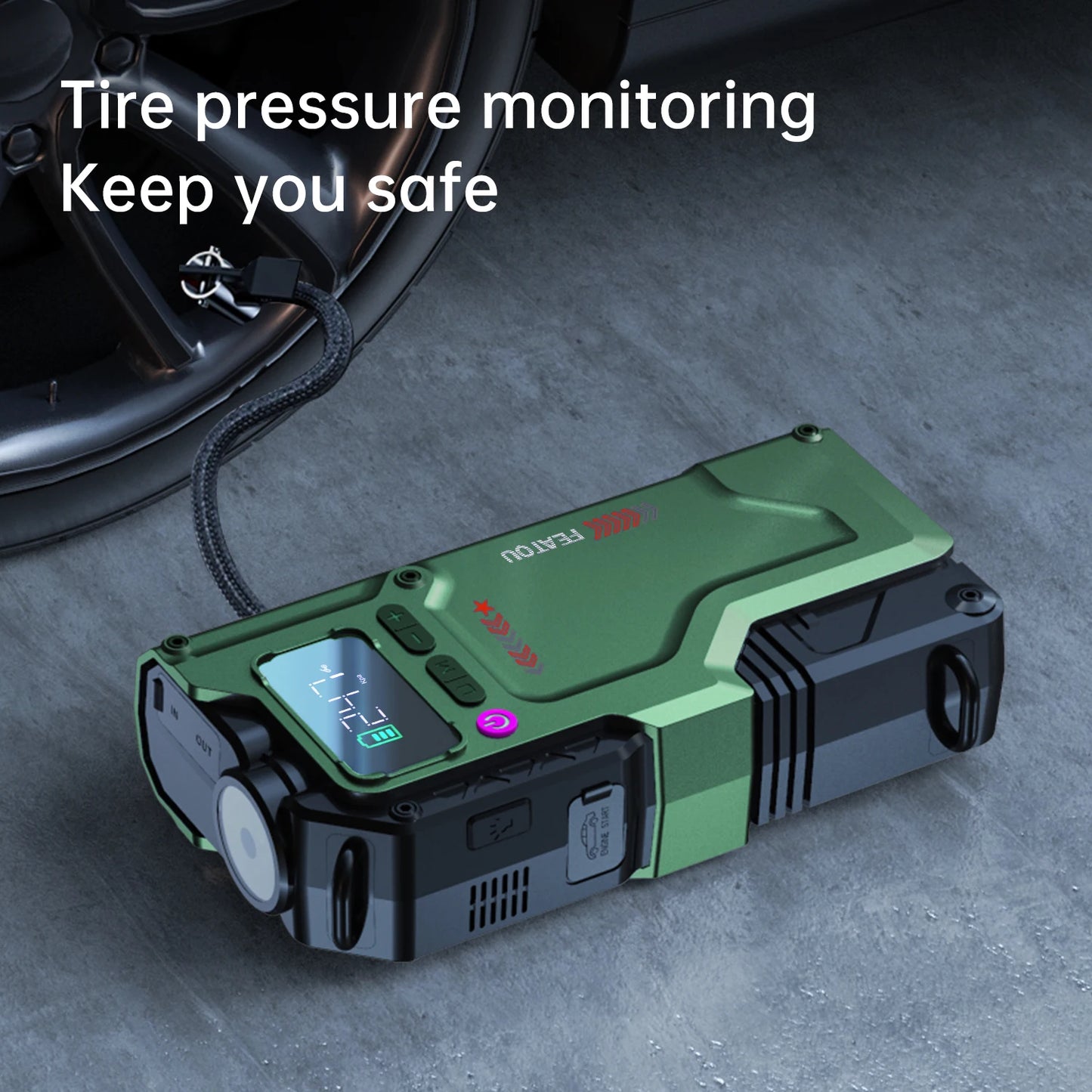 FEATOU 6000A Jump Starter With Air Compressor 5-In-1