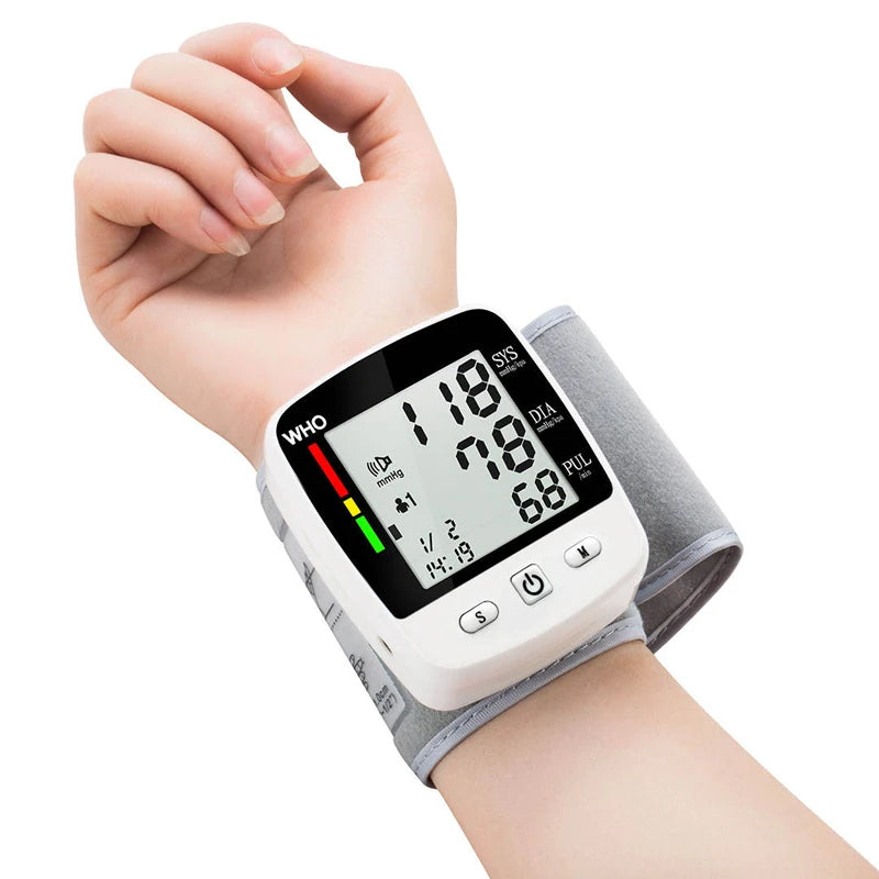 TAKROL Digital Wrist Blood Pressure Monitor Tensiometer With LCD 2x90 Memory Rechargeable