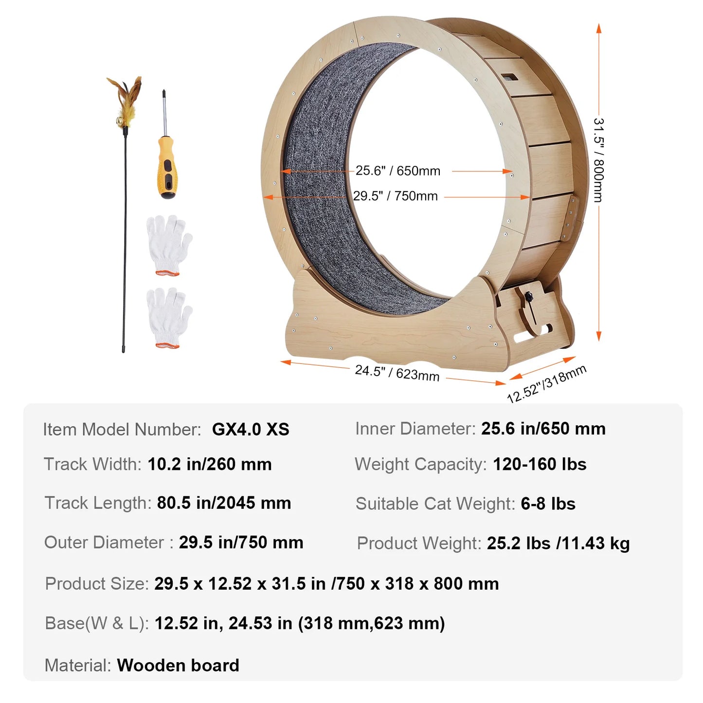 SucceBuy Wooden Cat Exercise Wheel Indoor Treadmill