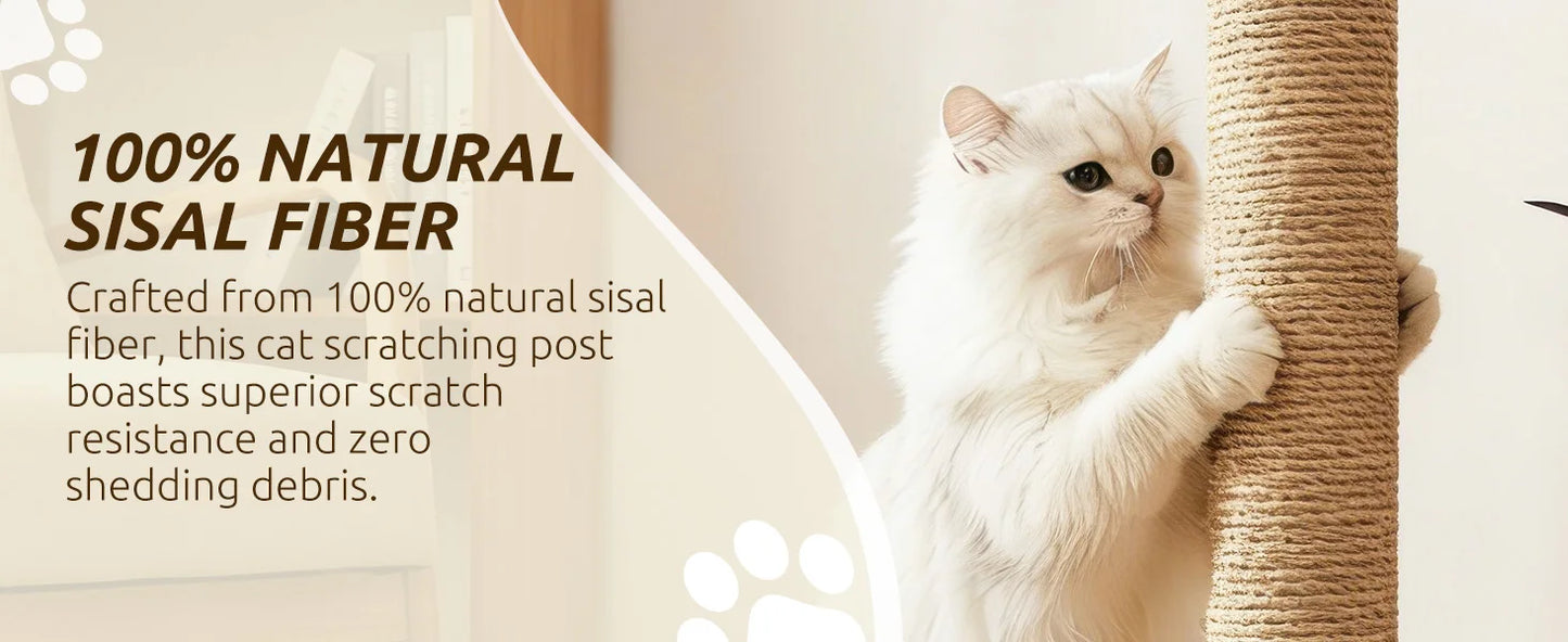 AEHOME Interactive Cat Scratching Post With 2 Tier Ball Track Teaser Stick For Indoor Cats