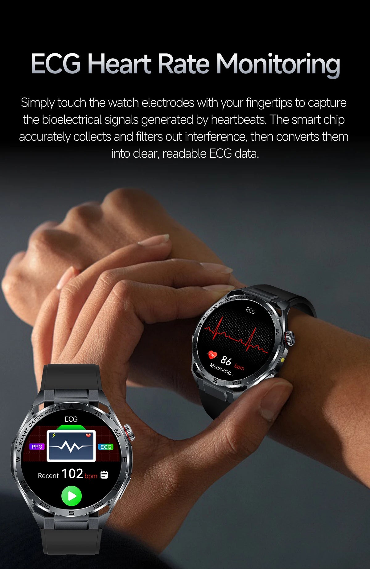 Smart Health Watch With ECG And PPG Body Fat Analysis Uric Acid BP Blood Oxygen Bluetooth Calling