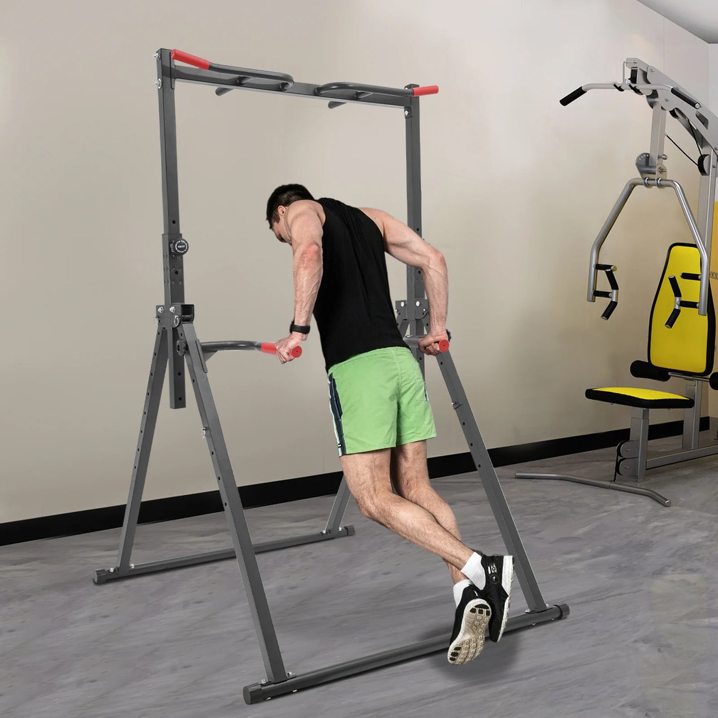 Foldable Power Tower Dip Station With Height Adjustable Pull Up