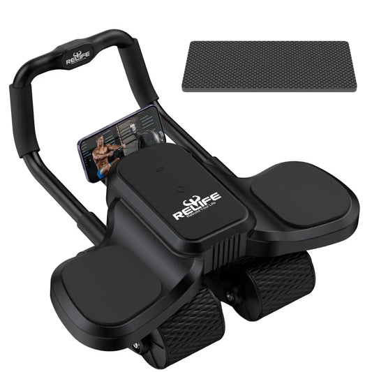 2 In 1 Ab Wheel Roller With Elbow Support And Knee Mat Automatic Rebound