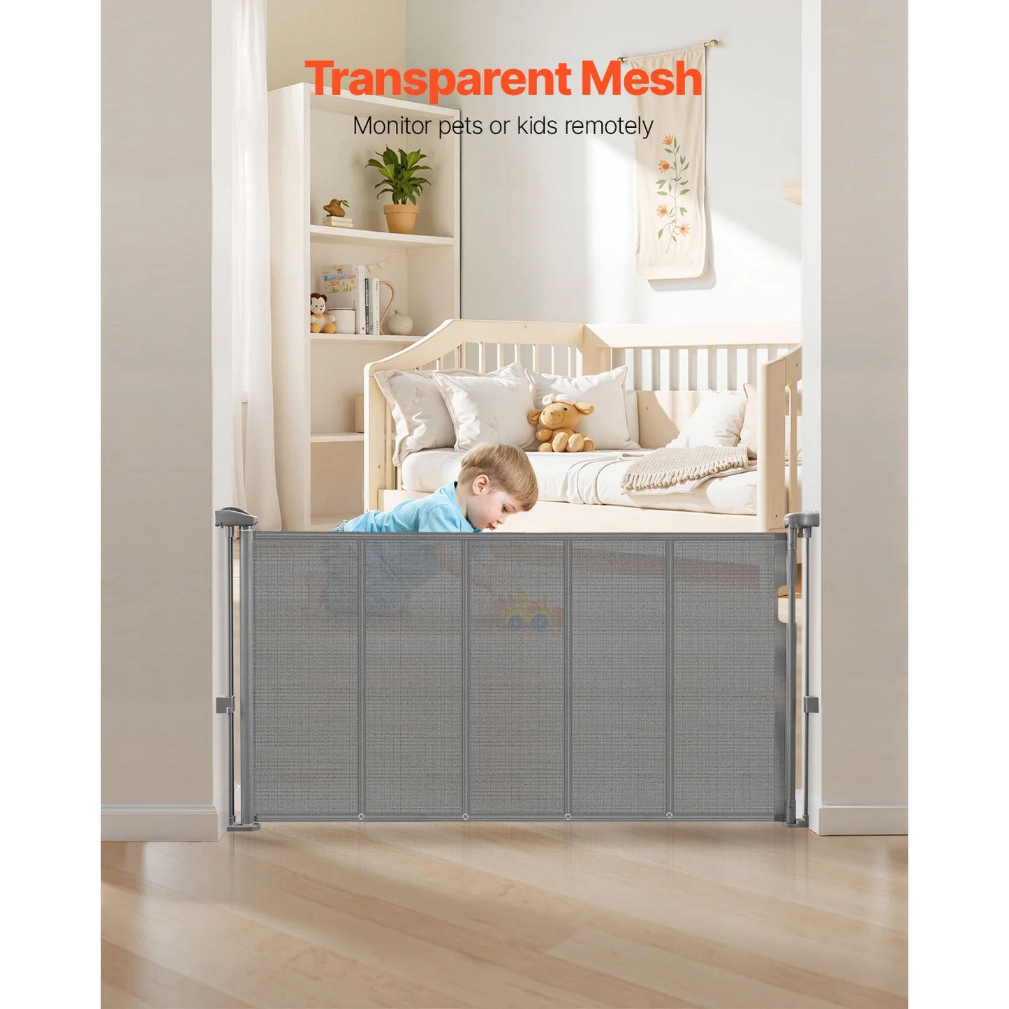 SucceBuy Retractable Baby Gate for Kids and Pets, Easy Install Mesh Safety Gate for Homes
