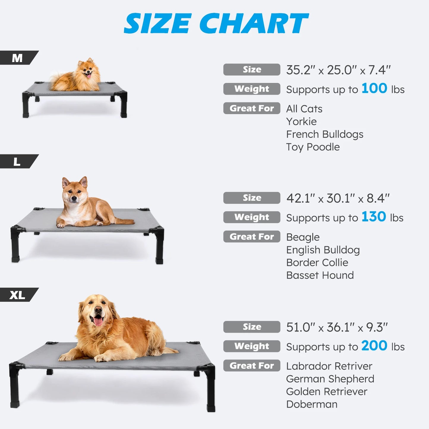 Elevated Dog Bed With Breathable Mesh Frame Portable Cot