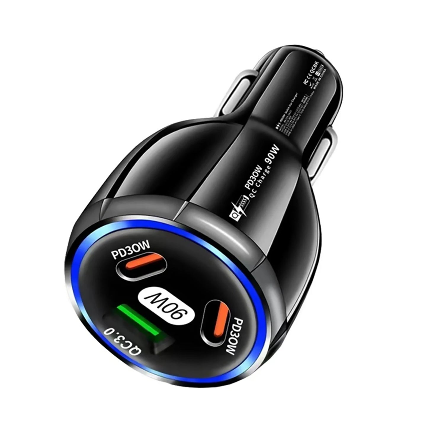 Three Port USB Type C Quick Charge Fast Car Charger With USB PD For iPhone And Samsung