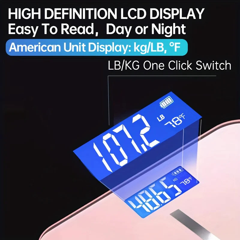 AEDG Body Weight Scale USB Rechargeable With LCD Display