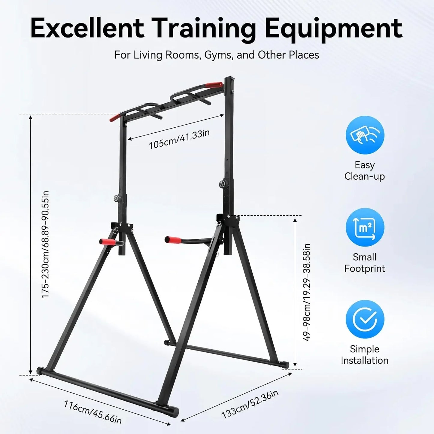 Foldable Power Tower Dip Station With Height Adjustable Pull Up