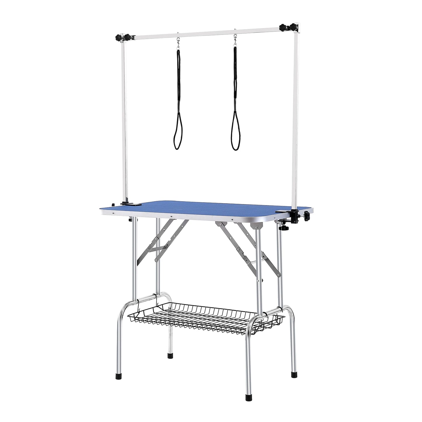 SucceBuy Pet Grooming Table With Two Arms Foldable Stand Loop