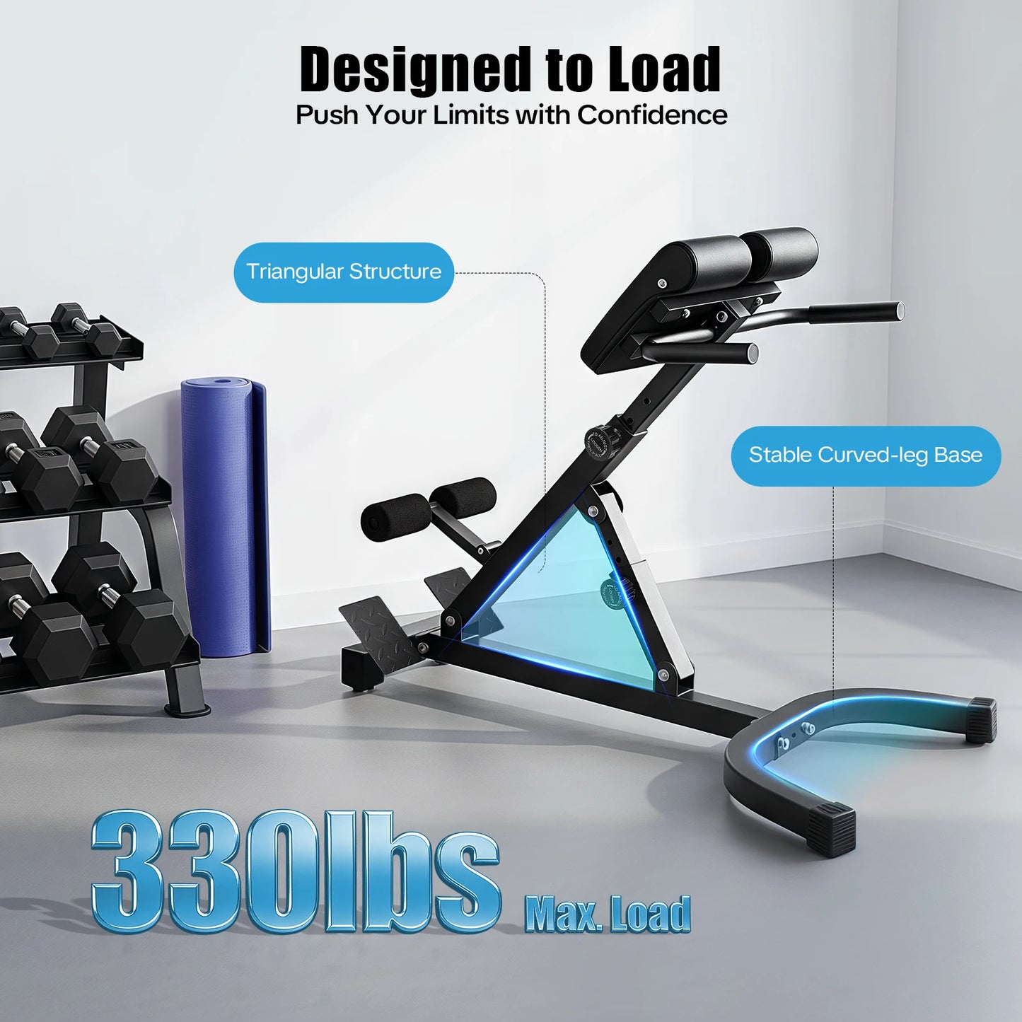 Back Extension Roman Chair Foldable Hyperextension Bench With 5 Angles