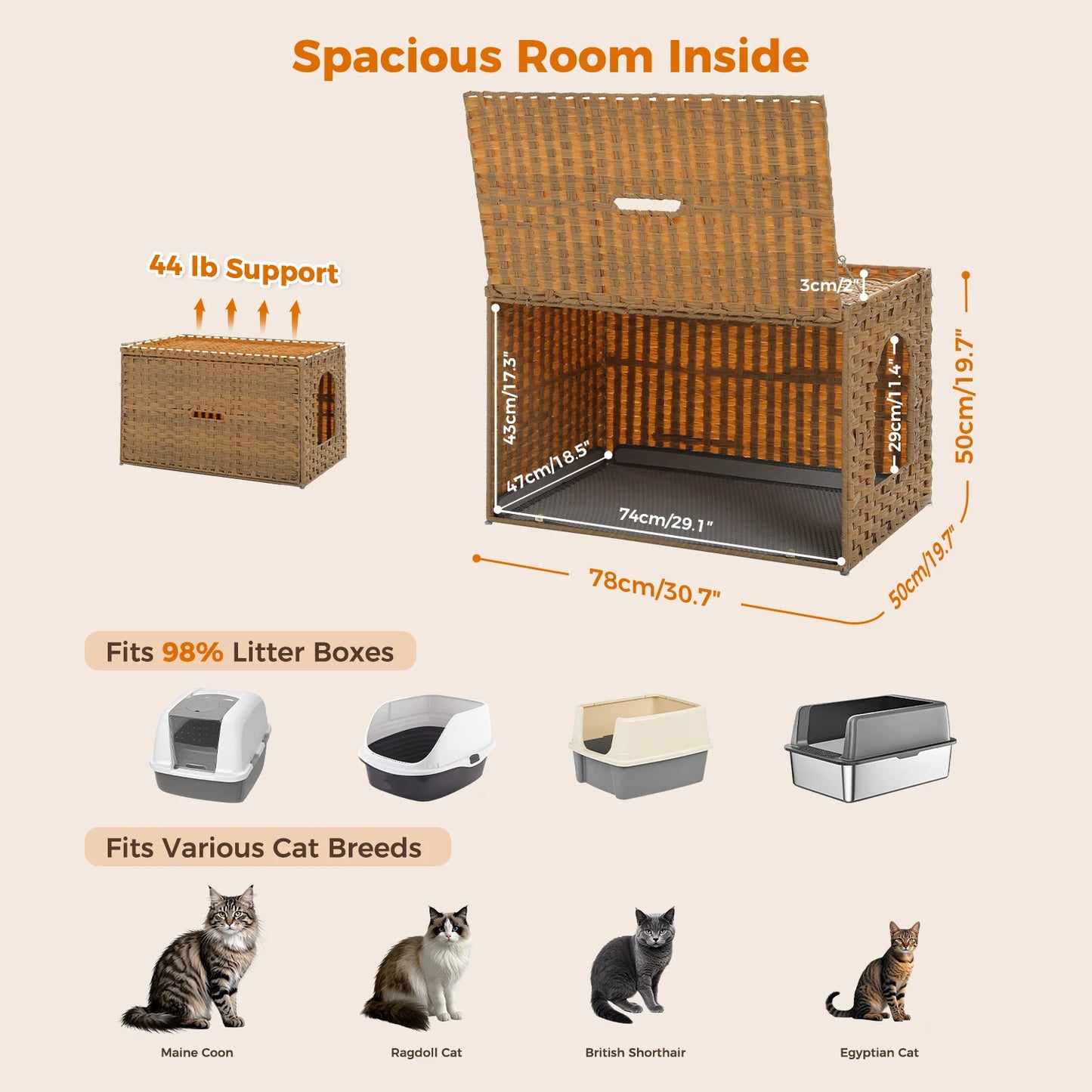 PAWZ Road Rattan Cat Litter Box Enclosure