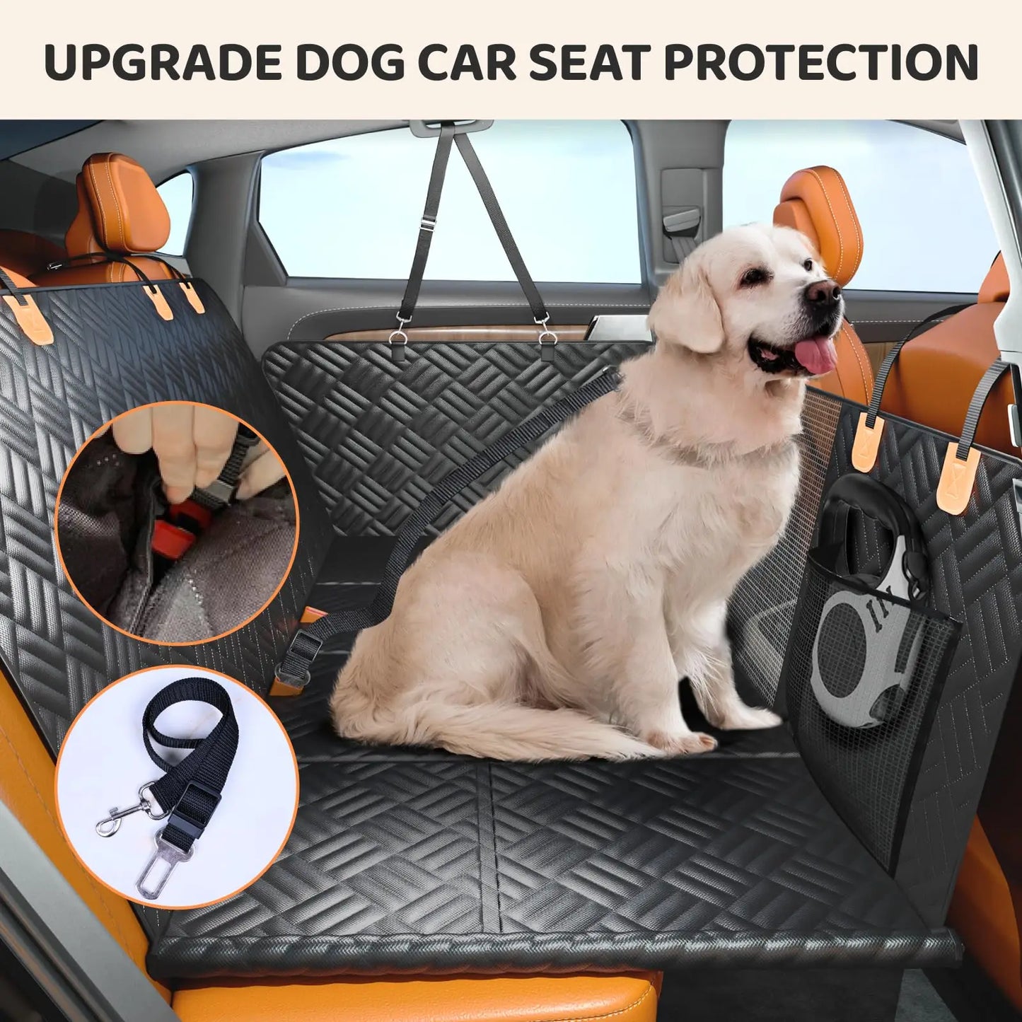 Rear Car Seat Dog Hammock Cover Heavy Duty 600D Washable Protection For Cars And SUVs 400 Lb Load Capacity