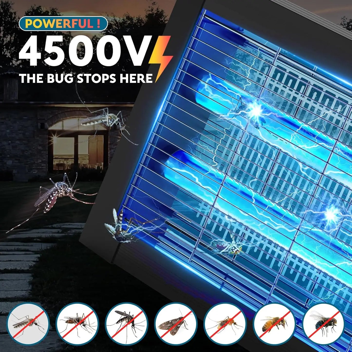 Solar Bug Zapper Outdoor 4500V Mosquito Killer for Garden