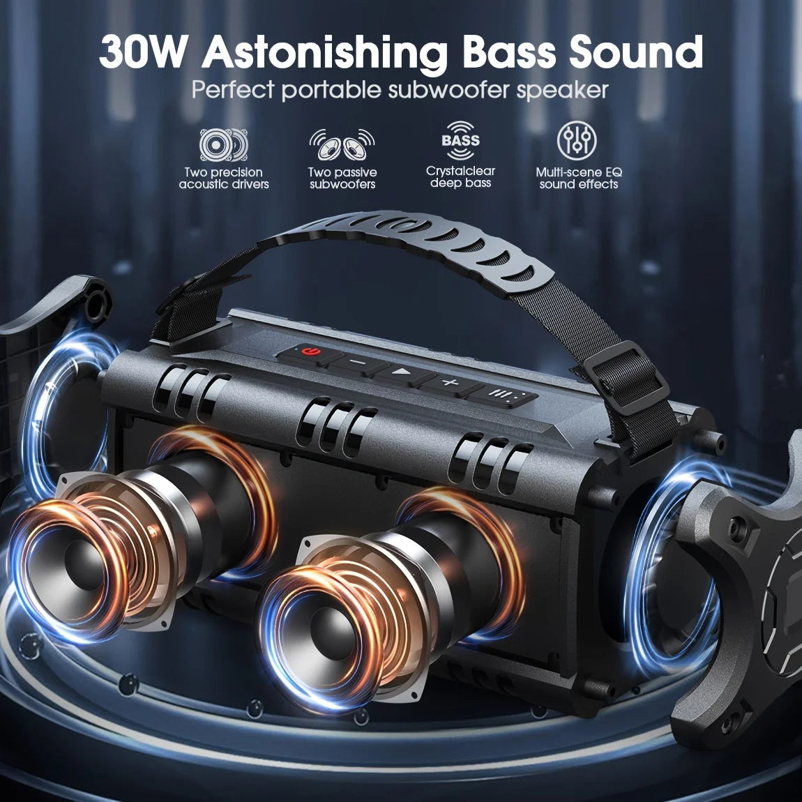 W-KING Bluetooth Speaker 30W Portable Wireless IPX6 Waterproof Outdoor Speaker With 24H Playtime And EQ
