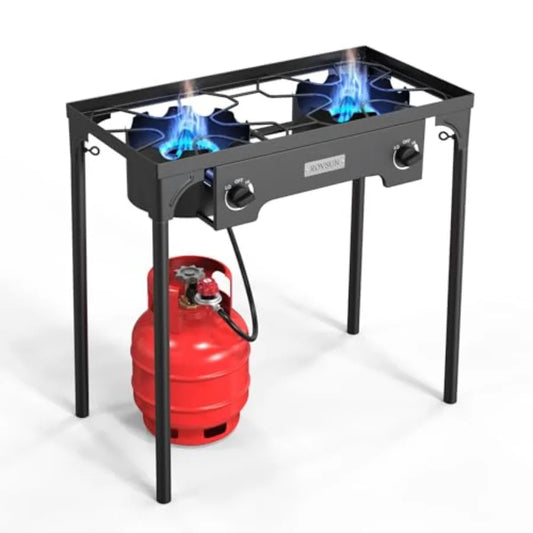 OLOEY Two Burner Outdoor Propane Gas Stove 150K BTU Stand