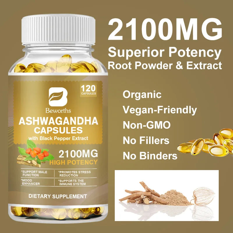 Beworths Ashwagandha Root Extract Capsules For Sleep Support And Mood Health Wellness