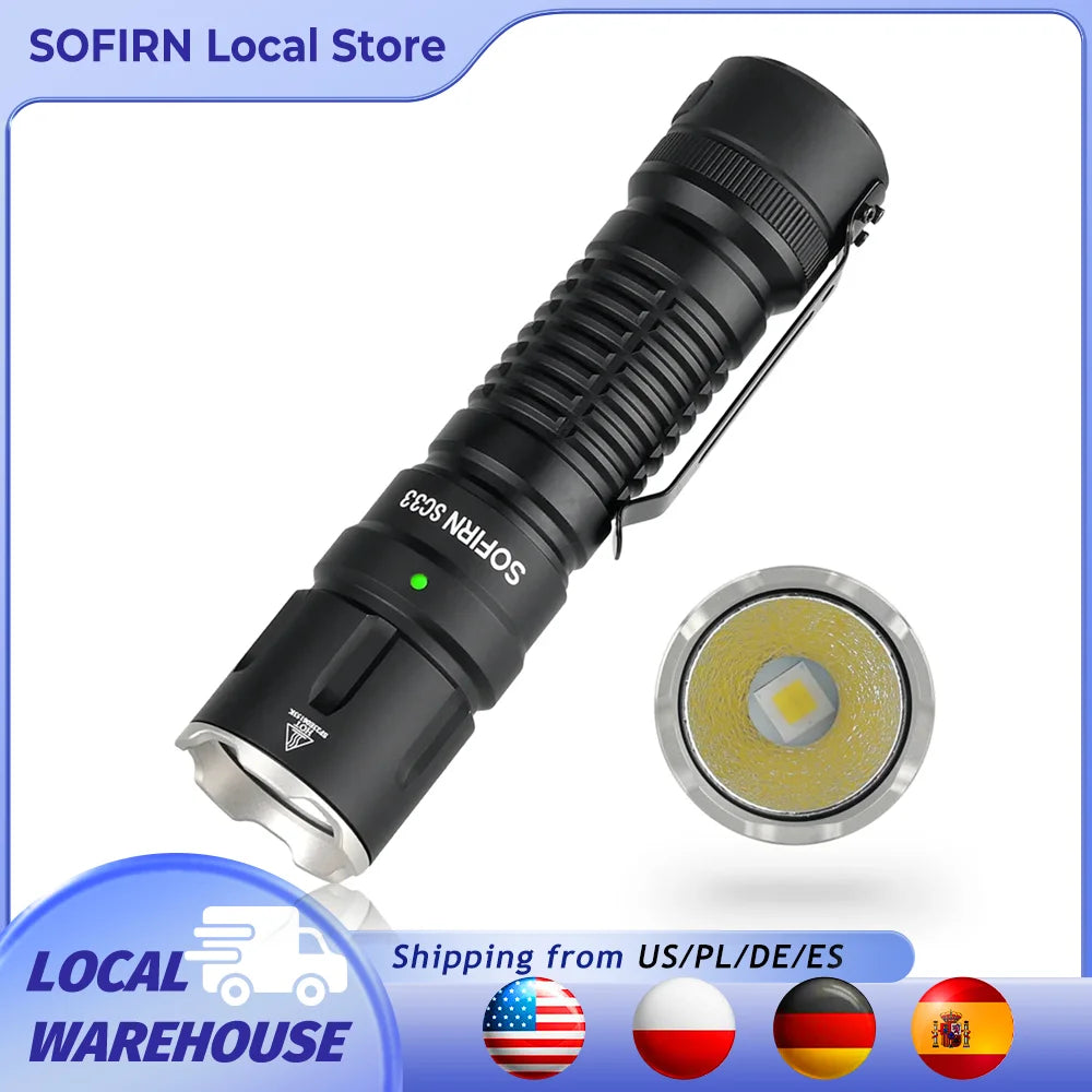 Sofirn SC33 XHP70.3 LED Flashlight 5200 Lumen USB C Rechargeable