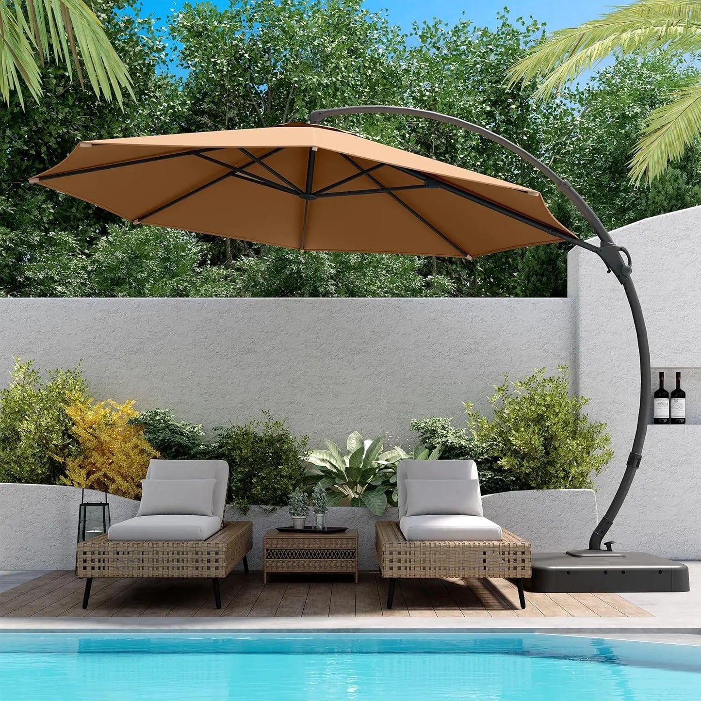 Outdoor Patio Umbrella With Base Included Aluminum Cantilever