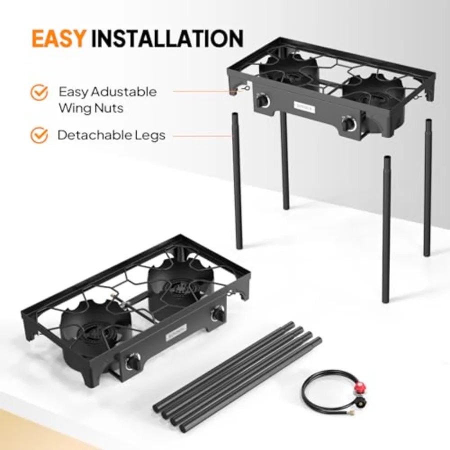 OLOEY Two Burner Outdoor Propane Gas Stove 150K BTU Stand