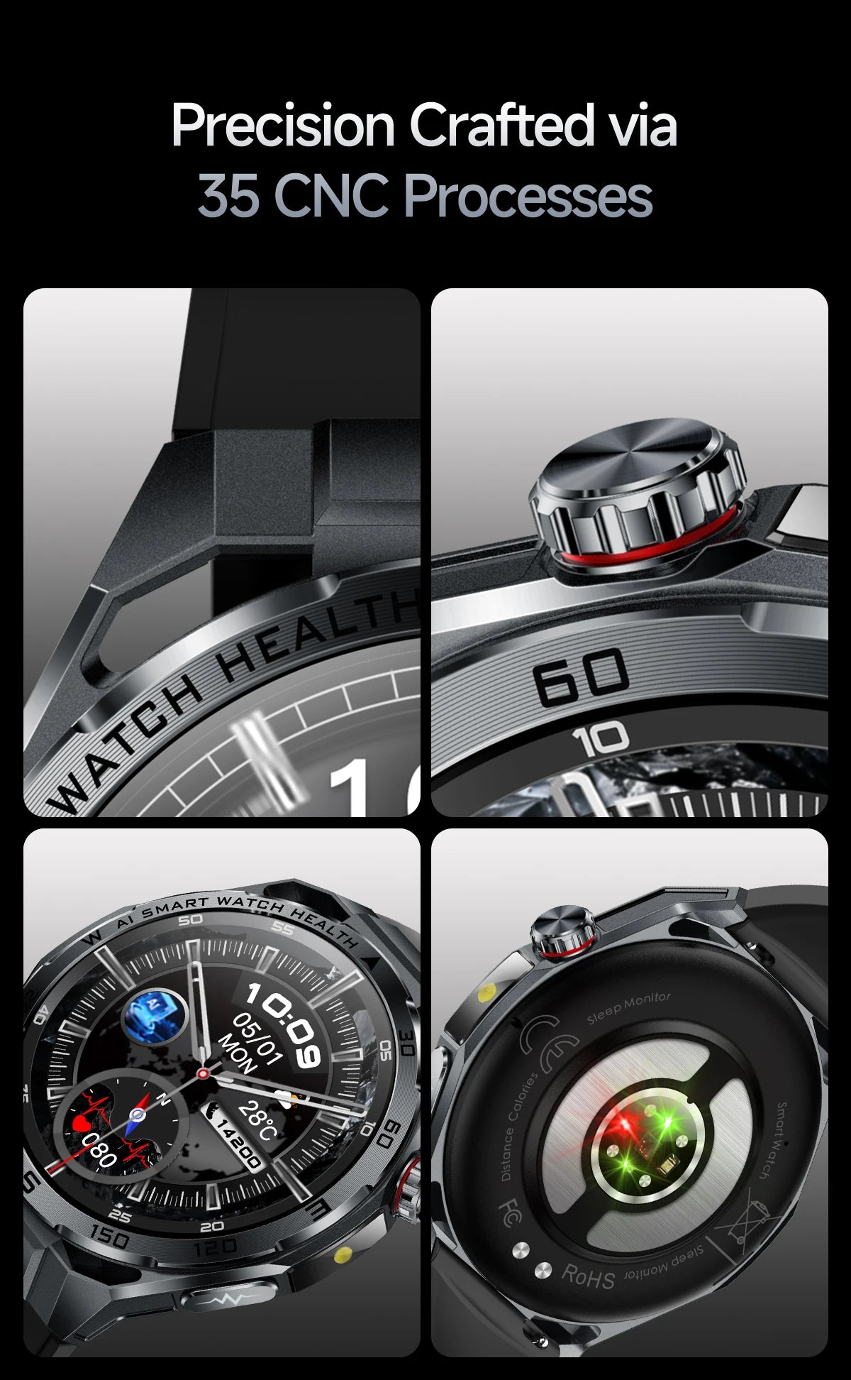 Smart Health Watch With ECG And PPG Body Fat Analysis Uric Acid BP Blood Oxygen Bluetooth Calling