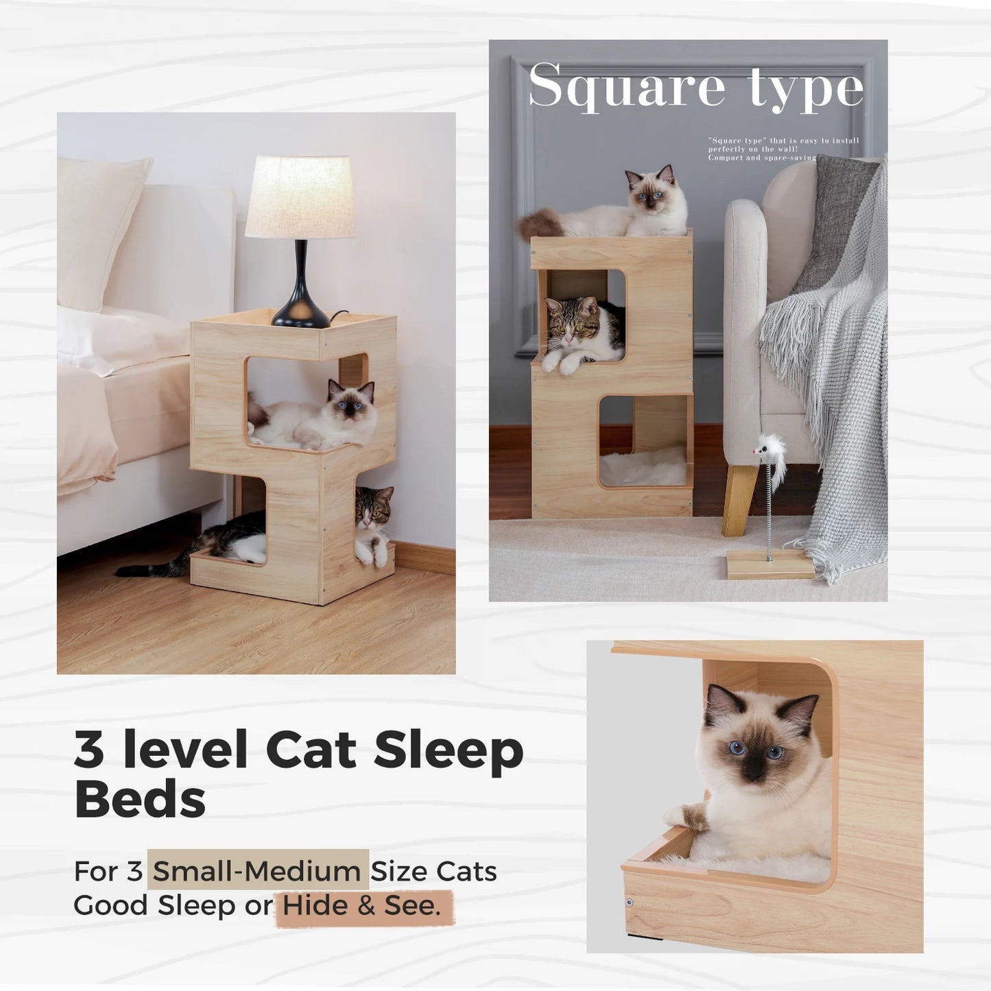 PAWZ Road Wood Cat Condo With Scratching Pad And Mats