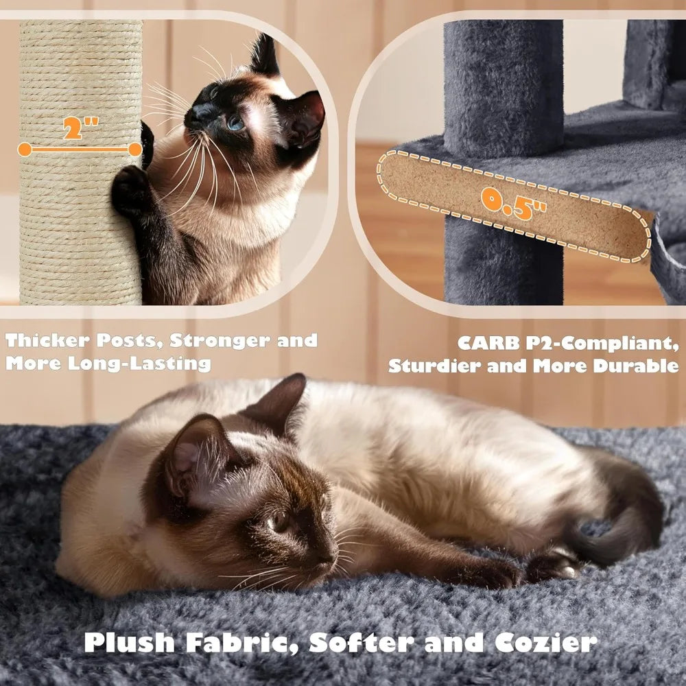 Cat Tree Multi-Level Tower With Kitten Ear Perch And Caves