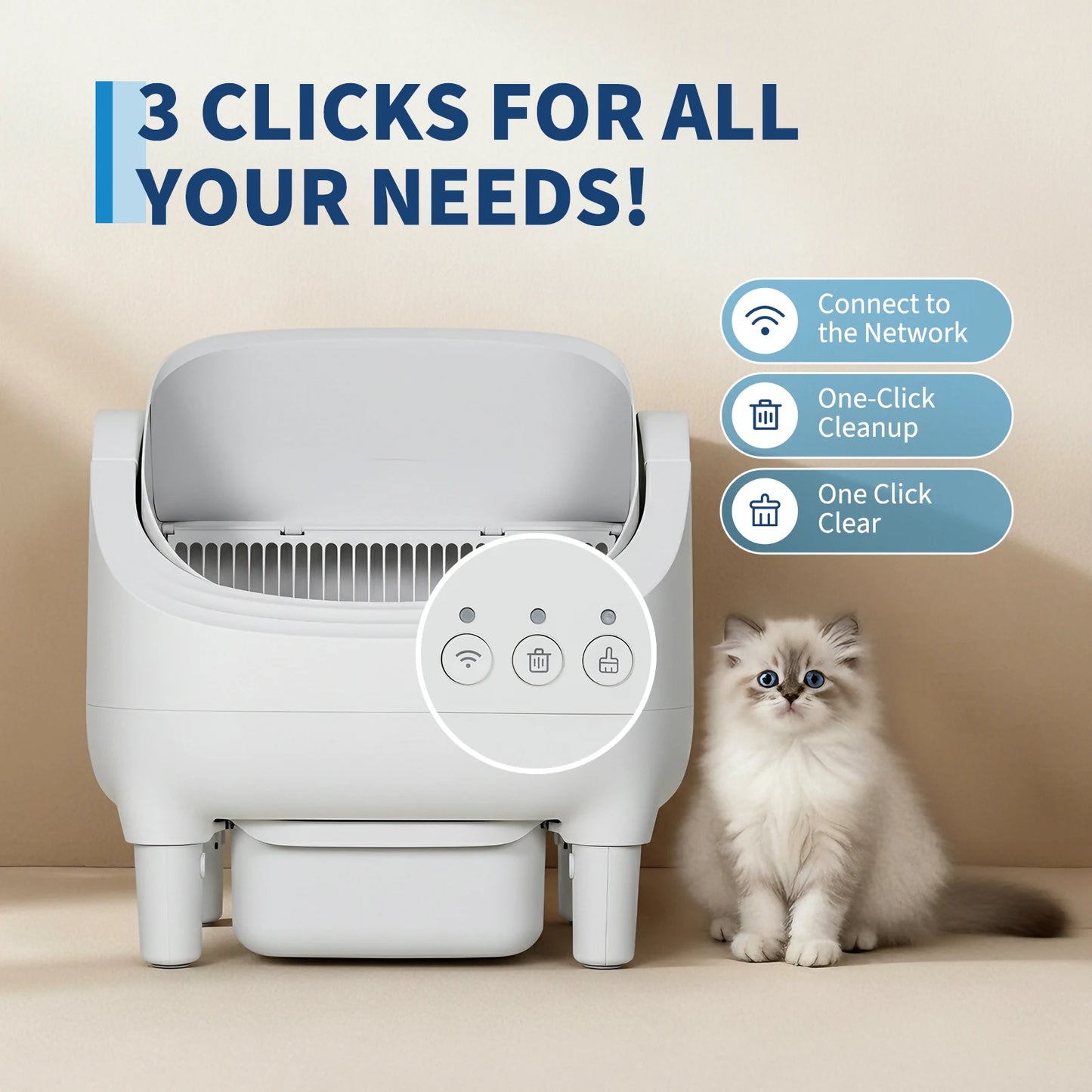 HiMISS Self Cleaning Automatic Cat Litter Box APP Control