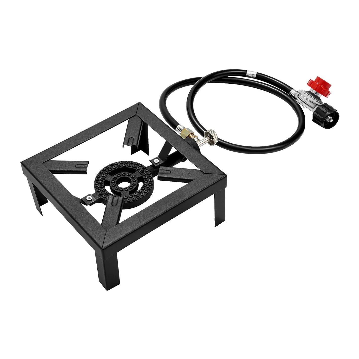 8000W Portable Double Burner Outdoor Gas Stove With Adjustable 0 To 10 PSI Regulator Hose