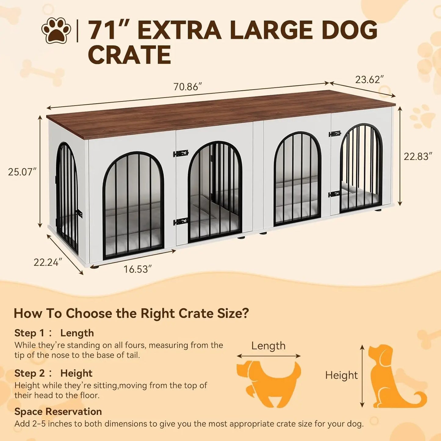 HiMISS Two Dogs Crate Furniture And TV Console Stand
