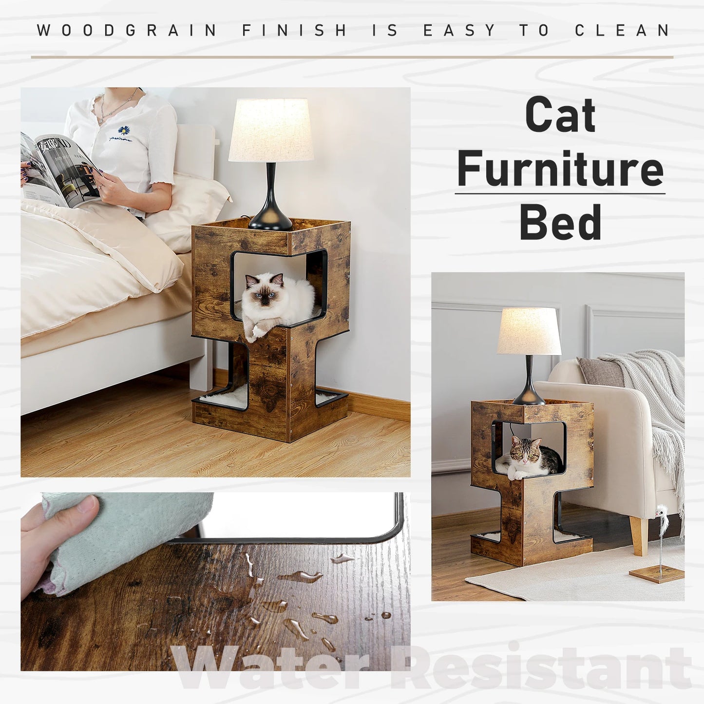 PAWZ Road Wood Cat Condo With Scratching Pad And Mats